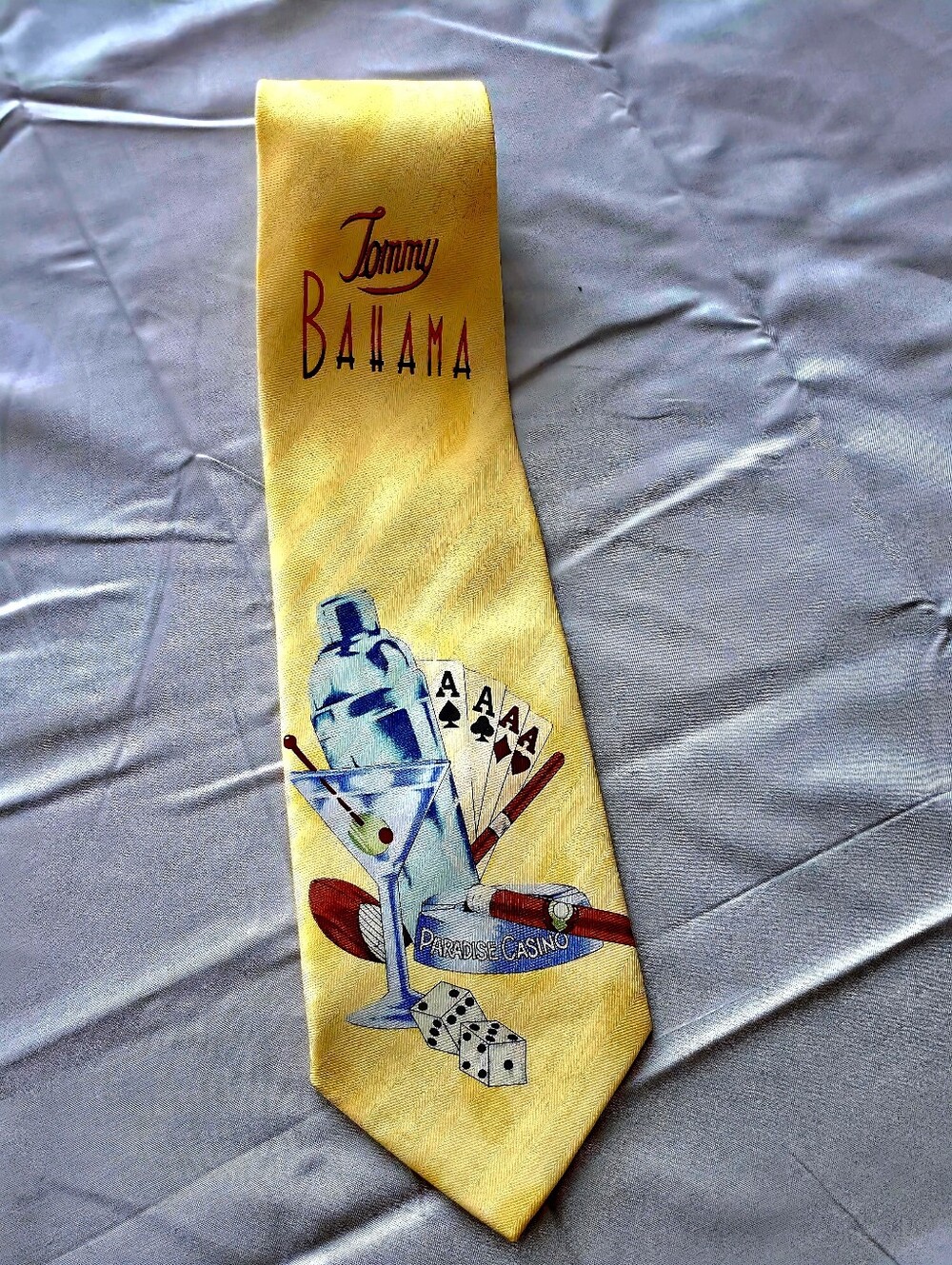 Vintage Tommy Bahama 100% Silk Tie Paradise Casino Gambling Cards Martini